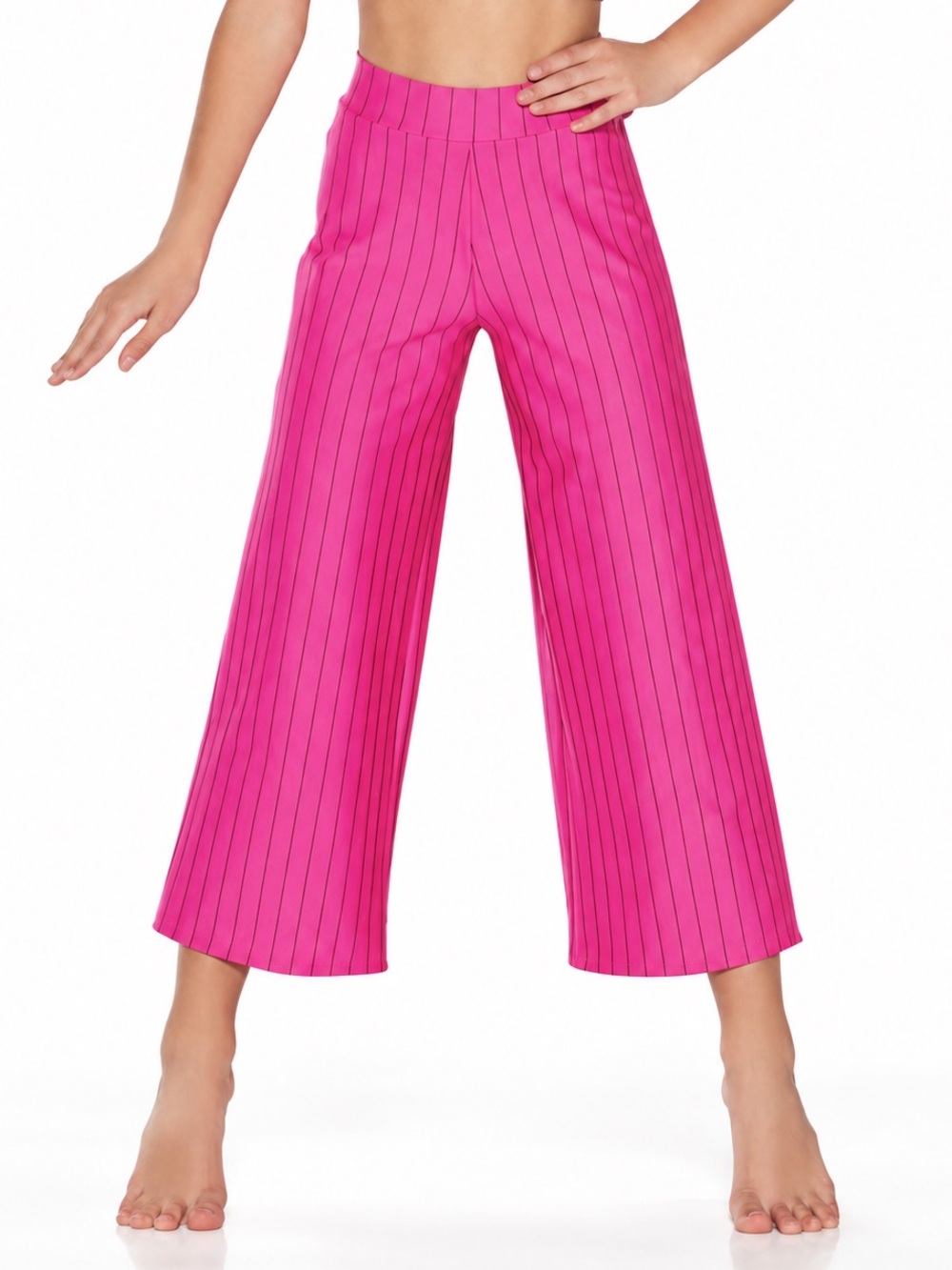 Kelle dance solo jazz acro costume hot pink pin stripe wide leg pants 3651 SA